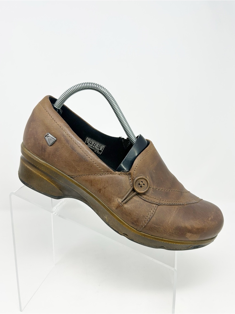KEEN Mora Button Womens Loafer Clog Wedge Shoes Brown Slip On Comfort Size 11